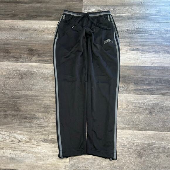 Adidas Climacool Black Gray Mens S 3-Striped Fleece Trackpants Jogger Tapered - Picture 1 of 14